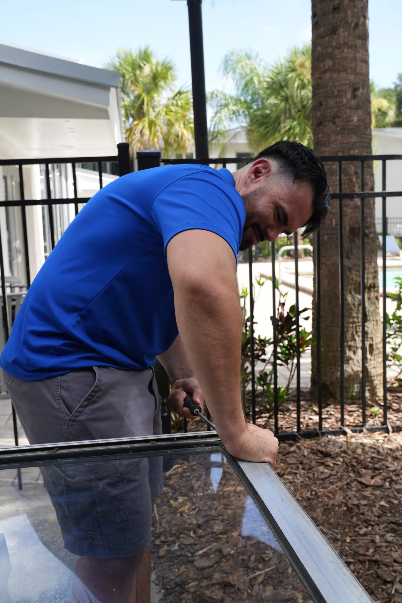 Stuck Door technician at work in Central Florida